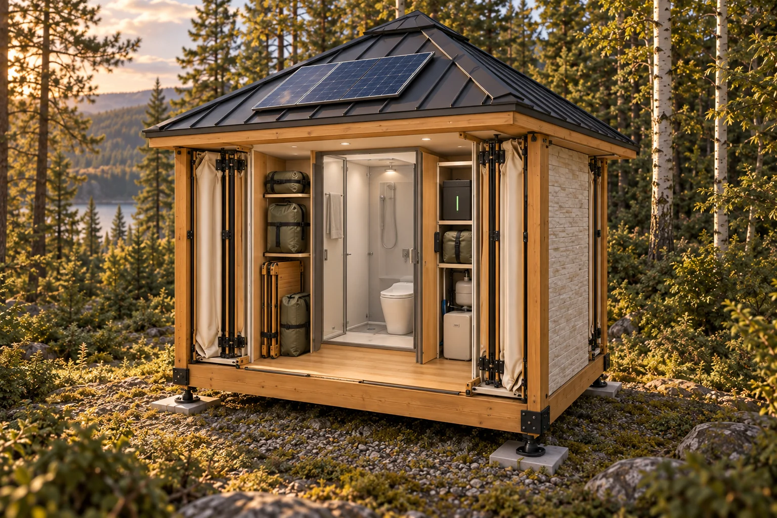 Everything has a place to return to; Insta Tiny Cabin concept illustration